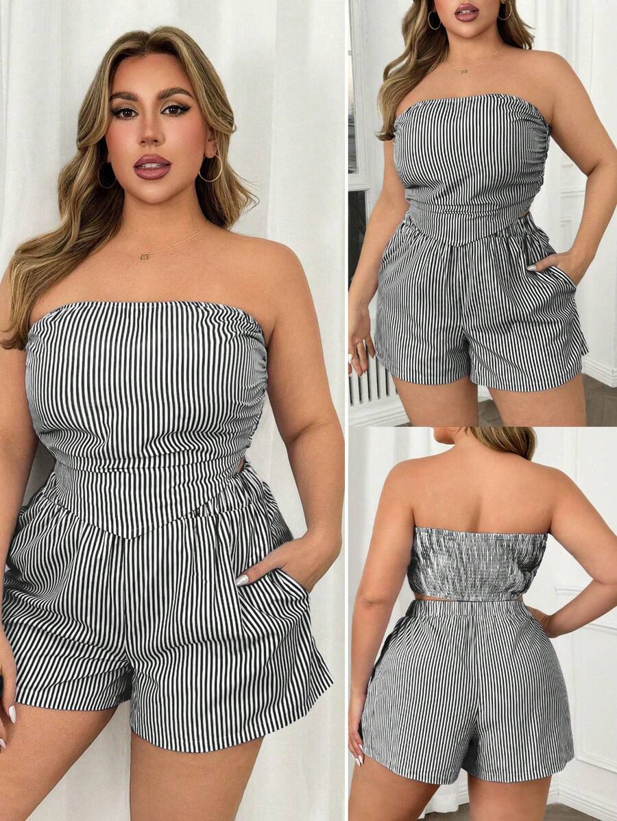 Ruth™ | Classic Striped Crop Top & Shorts Set