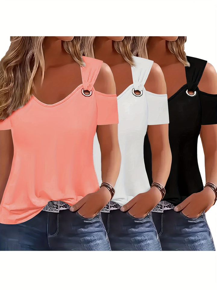 Abigail™ | Off‑the‑Shoulder Short‑Sleeve Tee Set