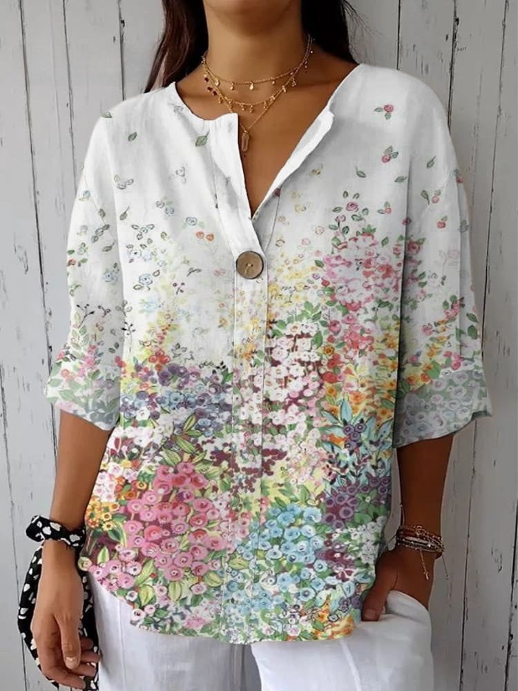 Mayka | Blooming V-Neck Top