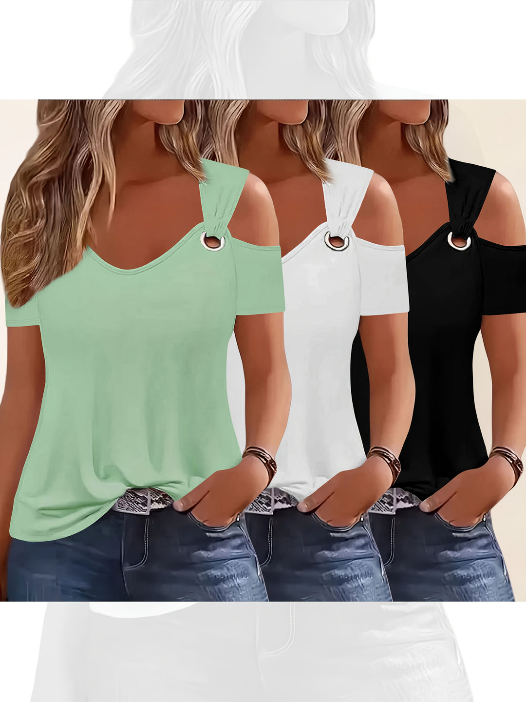 Abigail™ | Off‑the‑Shoulder Short‑Sleeve Tee Set