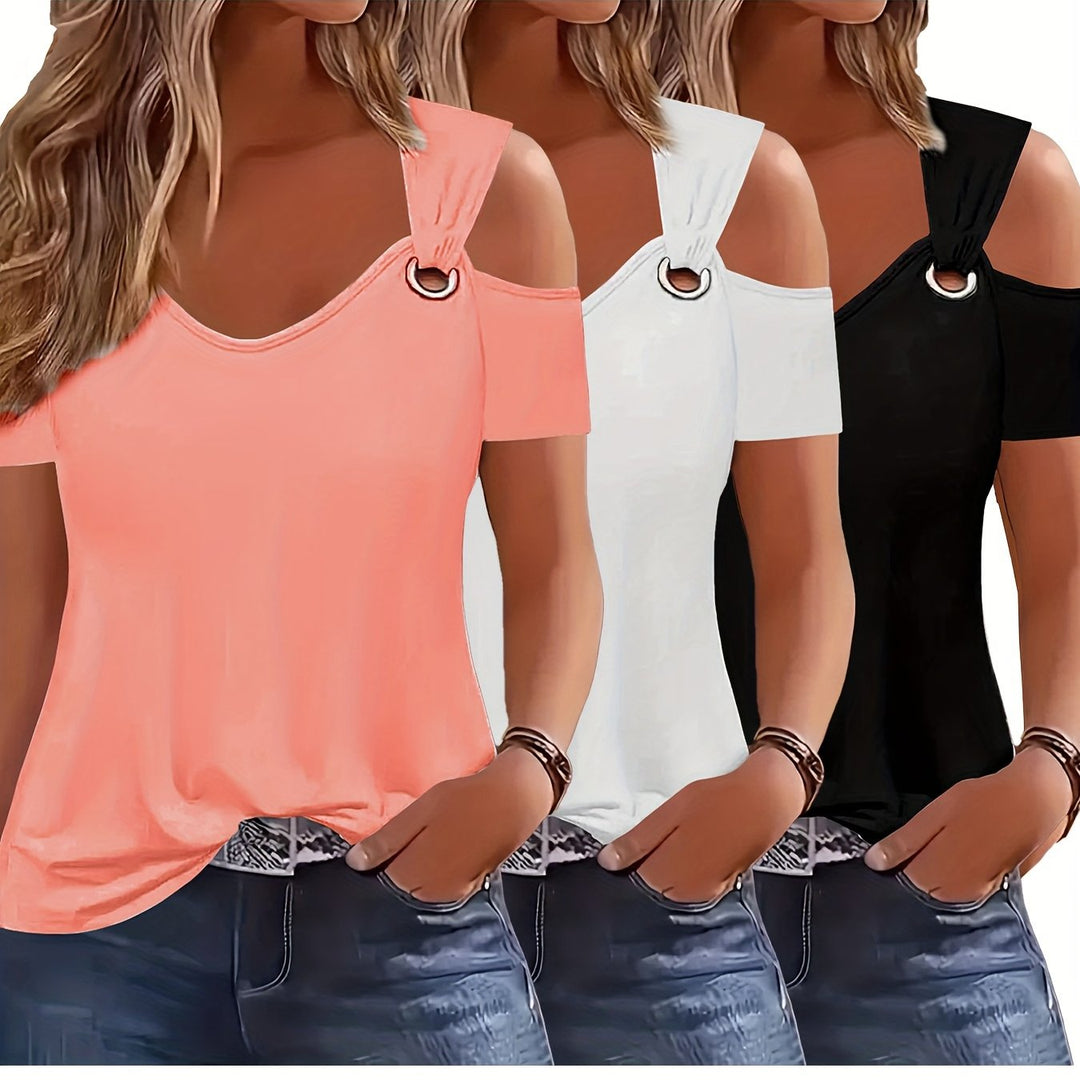 Abigail™ | Off‑the‑Shoulder Short‑Sleeve Tee Set